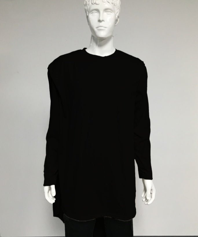Black Unisex One Piece Shawl Shirt | Long - line | No Turtle Neck - Athari Wear
