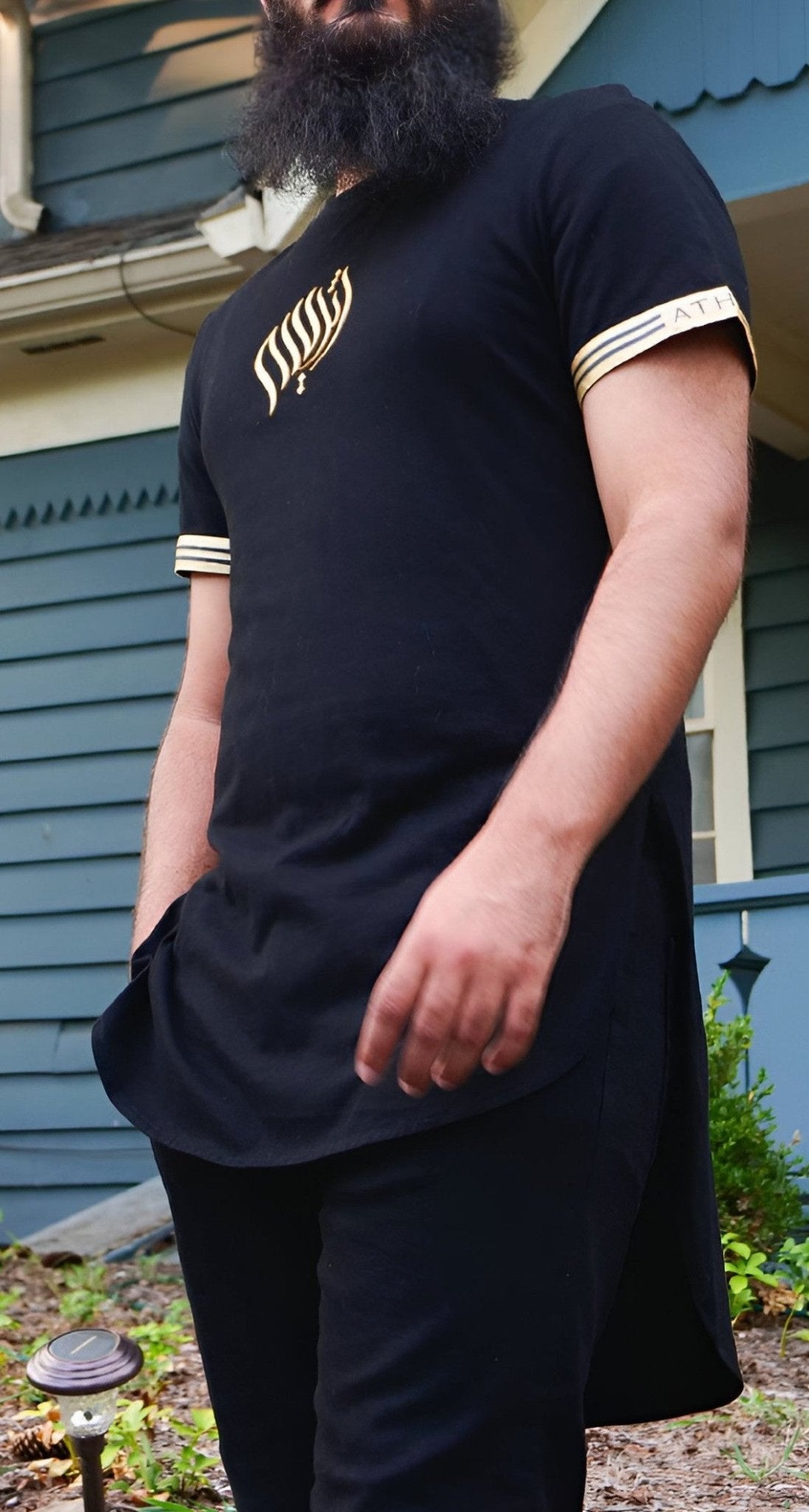 Golden Elastic Cuff Long - line T-shirt - AthariWear