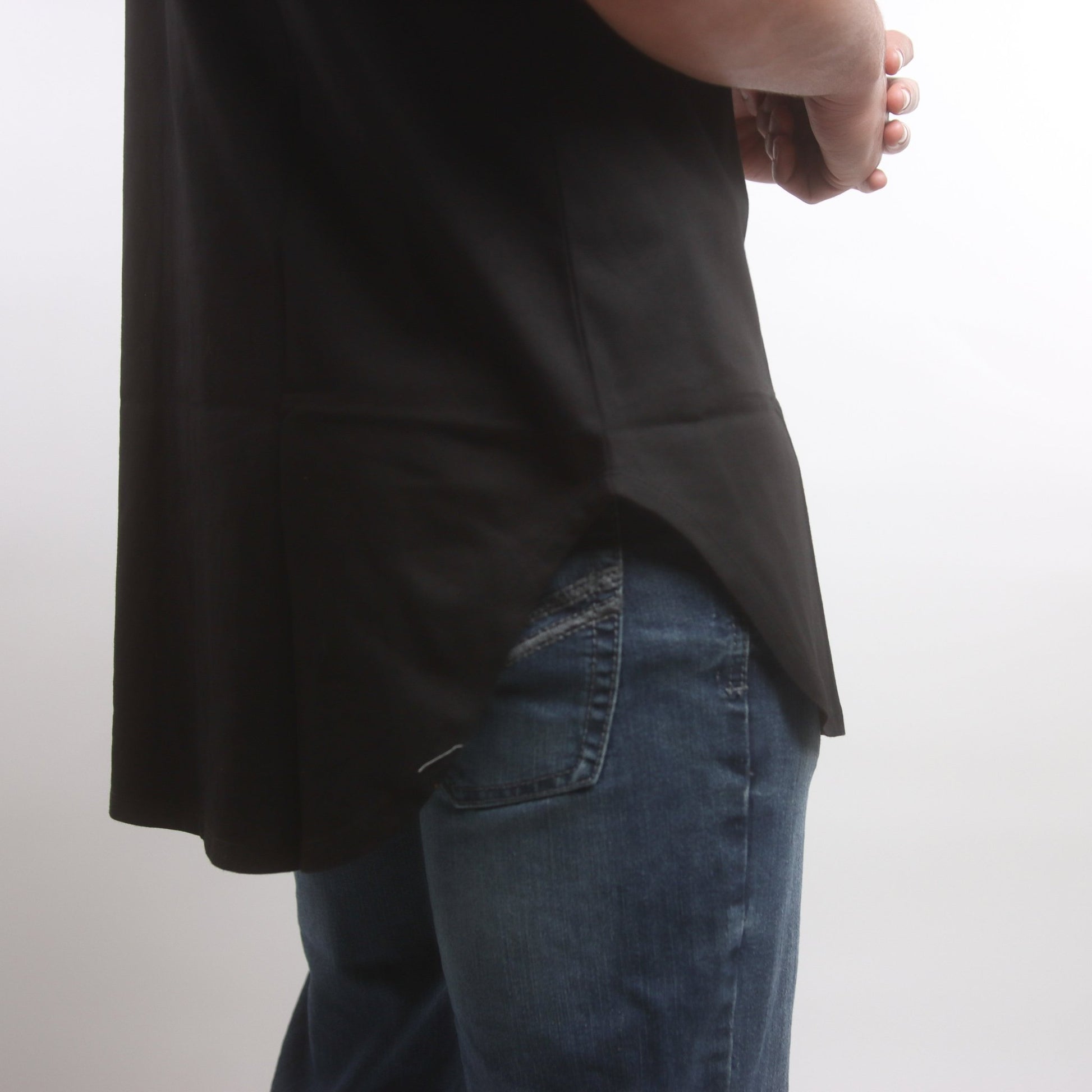 Metallic Silver Long - line T-shirt - AthariWear