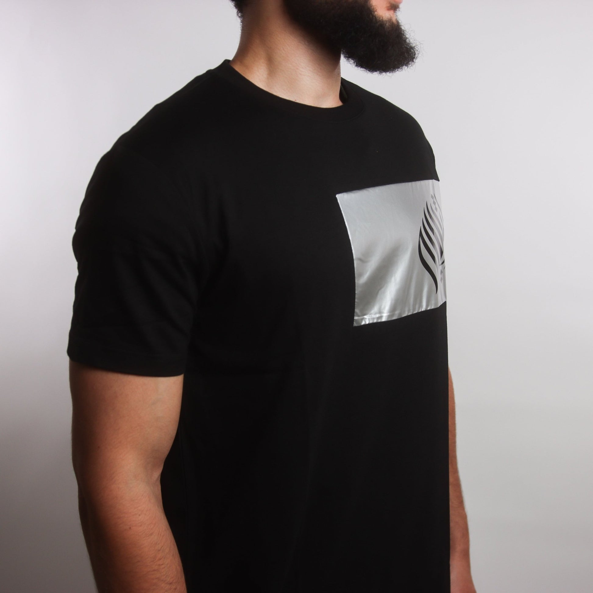 Metallic Silver Long - line T-shirt - AthariWear