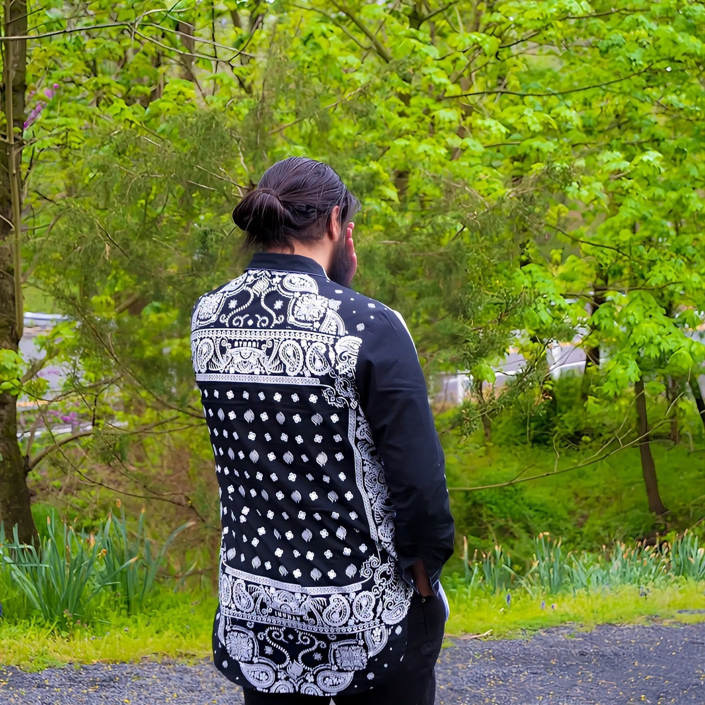 Paisley Bandana Long - line Shirt - AthariWear