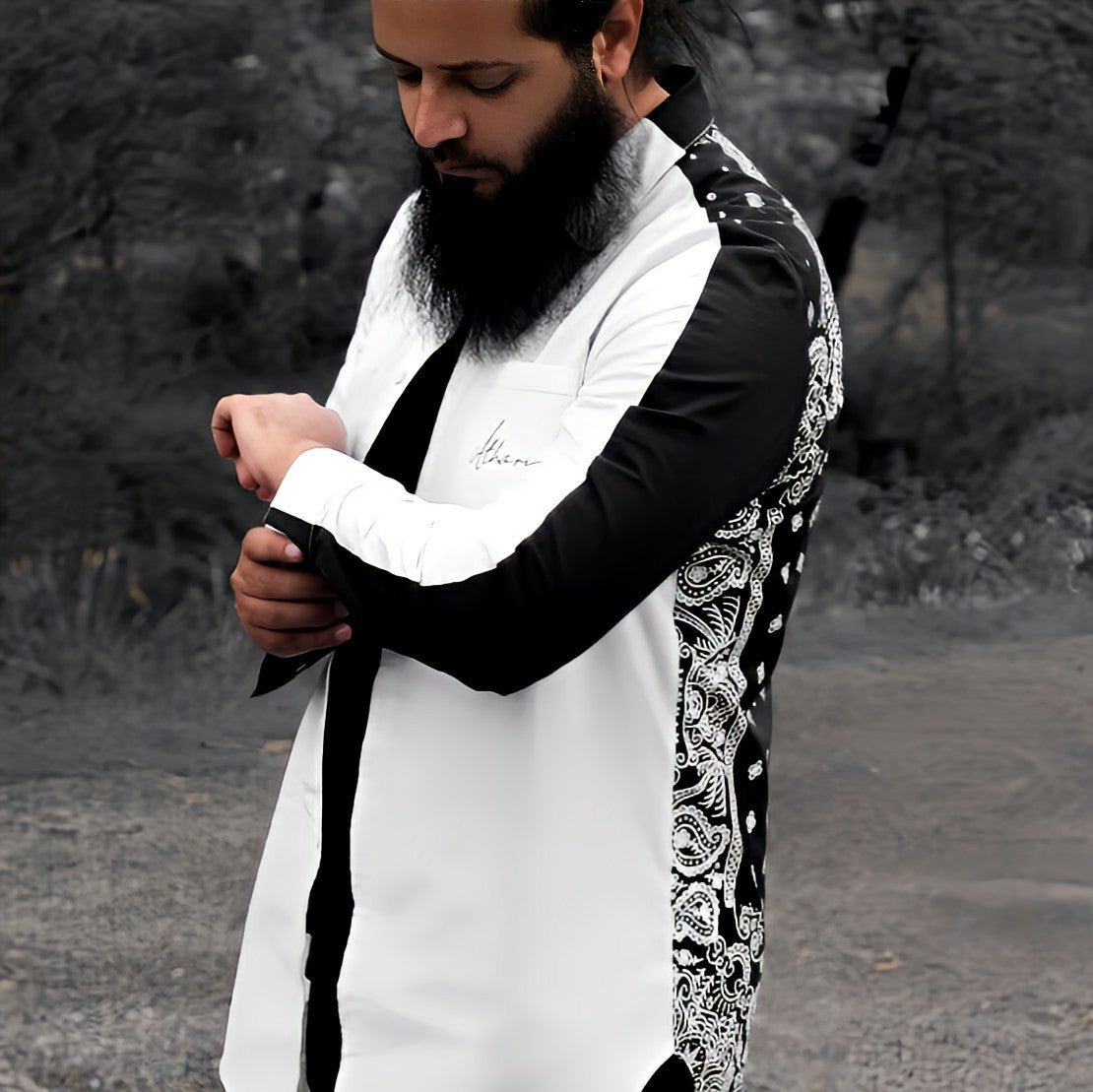 Paisley Bandana Long - line Shirt - AthariWear