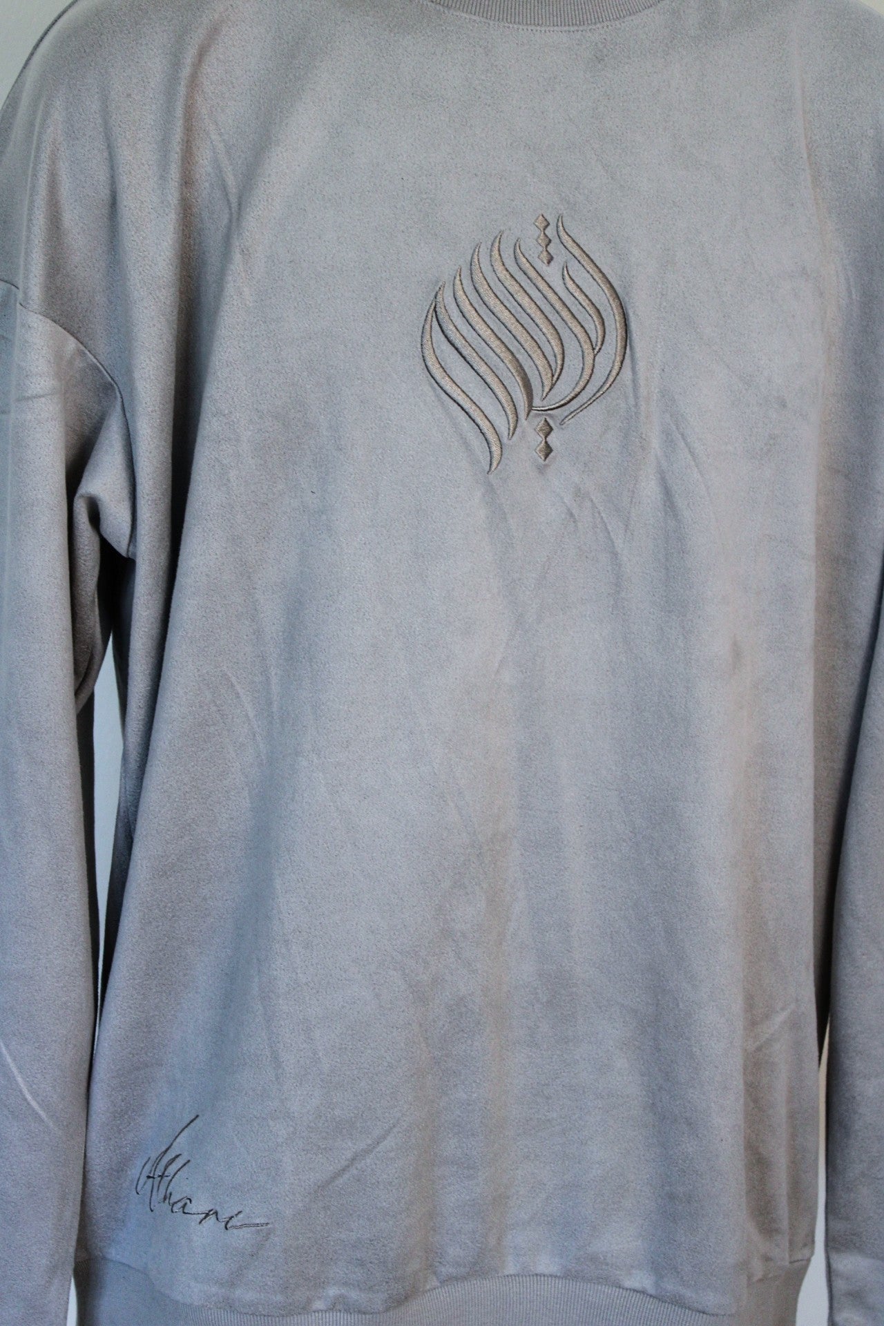 Royal Silver Grey Suede Sweatshirt - AthariWear