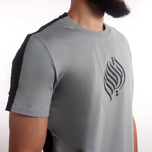 Split Long - line T-shirt | Black & Gray - AthariWear