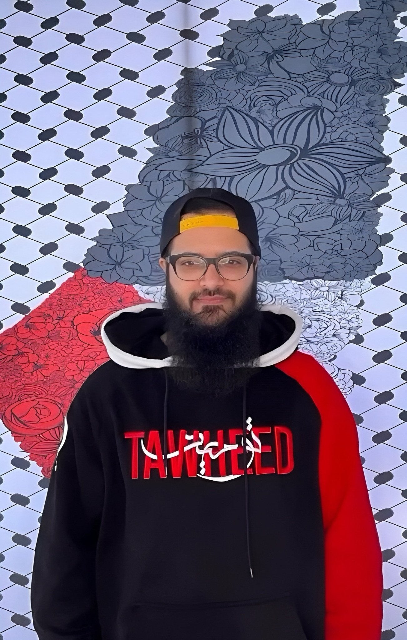 Tawheed 3D Embroidery Black & Red Hoodie - AthariWear