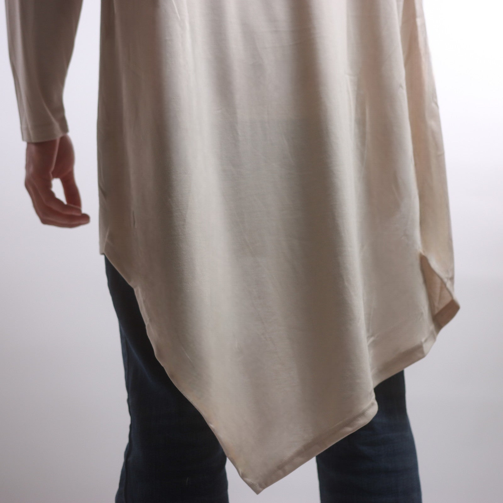 Unisex One Piece Shawl Shirt | Long - line Beige - AthariWear