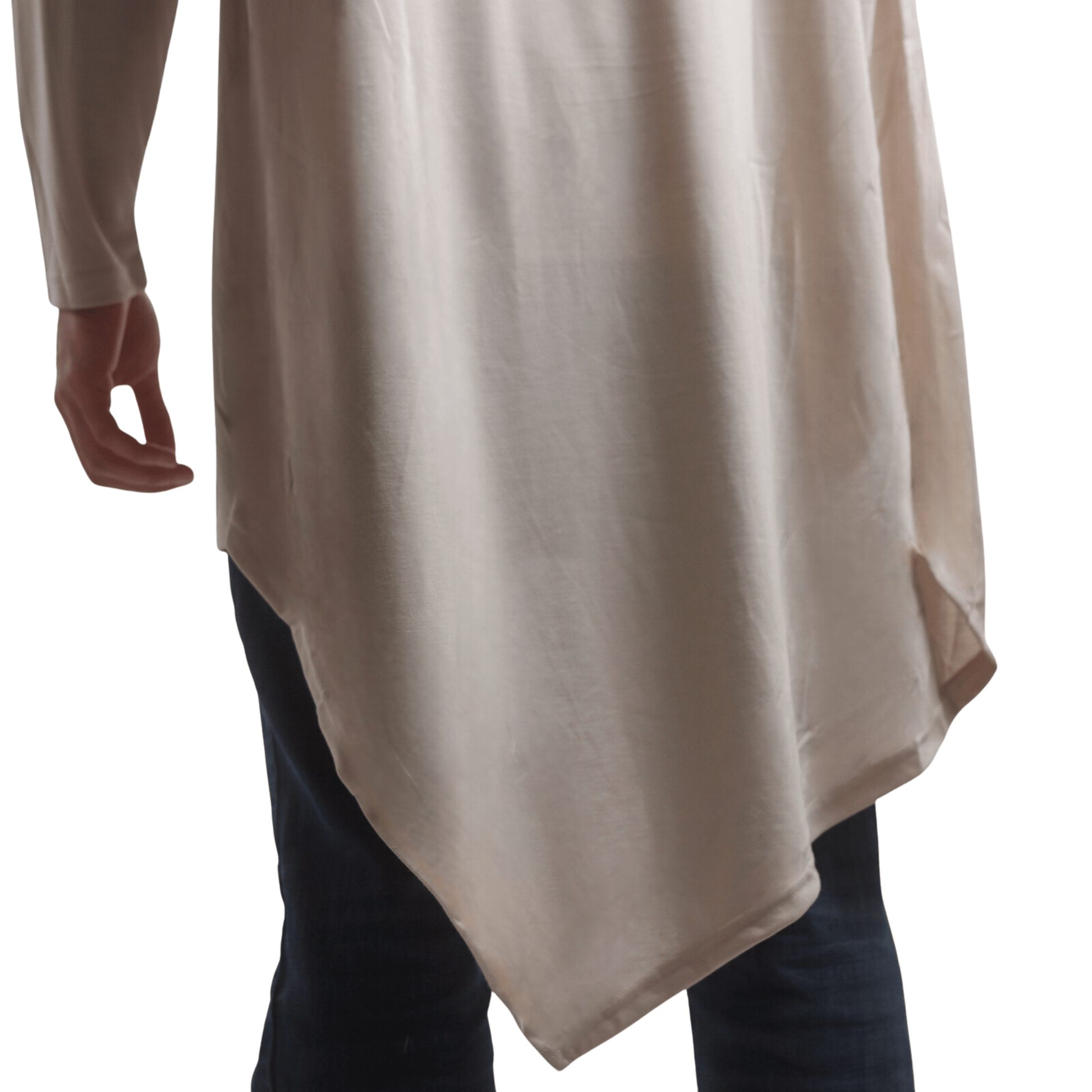 Unisex One Piece Shawl Shirt | Long - line Beige - AthariWear