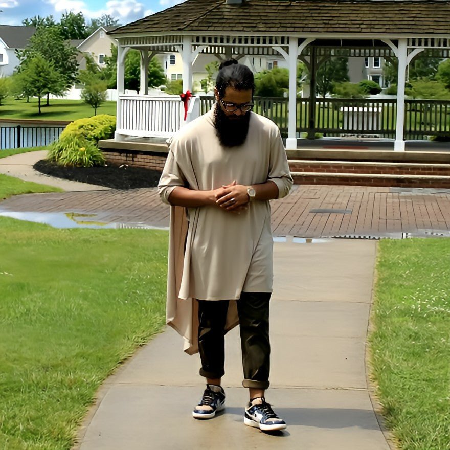 Unisex One Piece Shawl Shirt | Long - line Beige - AthariWear