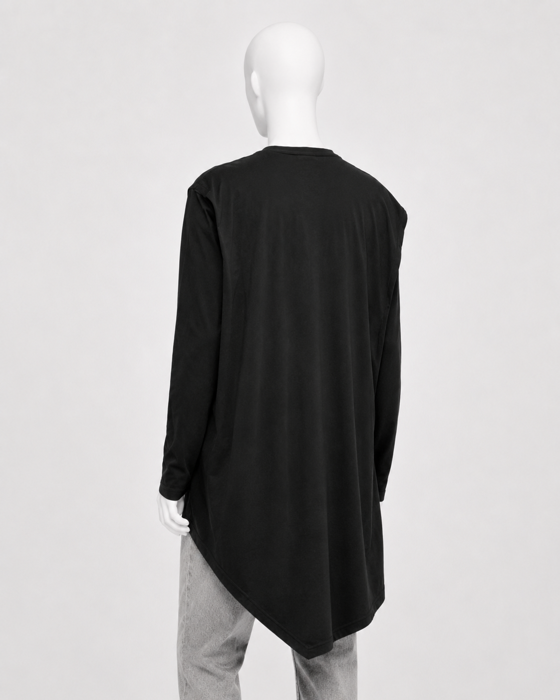Black Asymmetric Draped Cape Longline Shirt