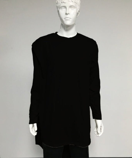 Black Unisex One Piece Shawl Shirt | Long - line | No Turtle Neck - Athari Wear