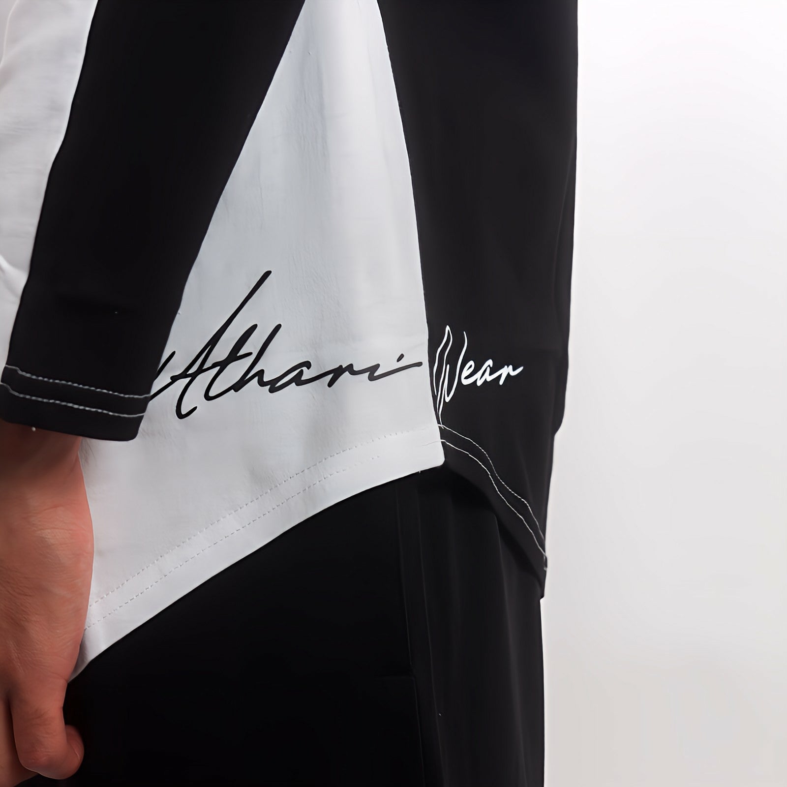 B&W Split Long - line T-shirt - AthariWear